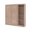 Bestar Pur 84W Full Murphy Bed with Storage Unit in Rustic Brown