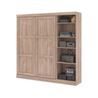Bestar Pur 84W Full Murphy Bed with Storage Unit in Rustic Brown