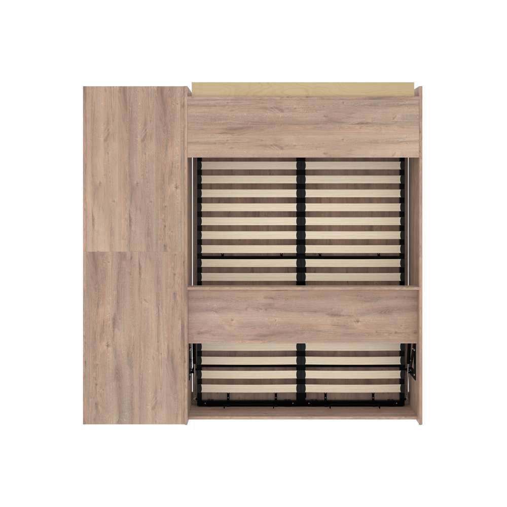 Bestar Pur 84W Full Murphy Bed with Storage Unit in Rustic Brown
