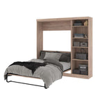 Bestar Pur 84W Full Murphy Bed with Storage Unit in Rustic Brown