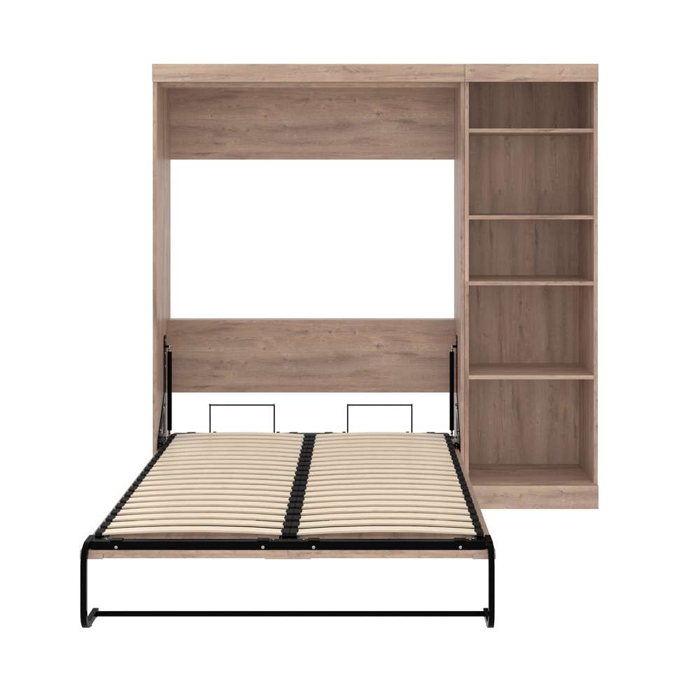 Bestar Pur 84W Full Murphy Bed with Storage Unit in Rustic Brown