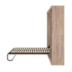 Bestar Pur 84W Full Murphy Bed with Storage Unit in Rustic Brown