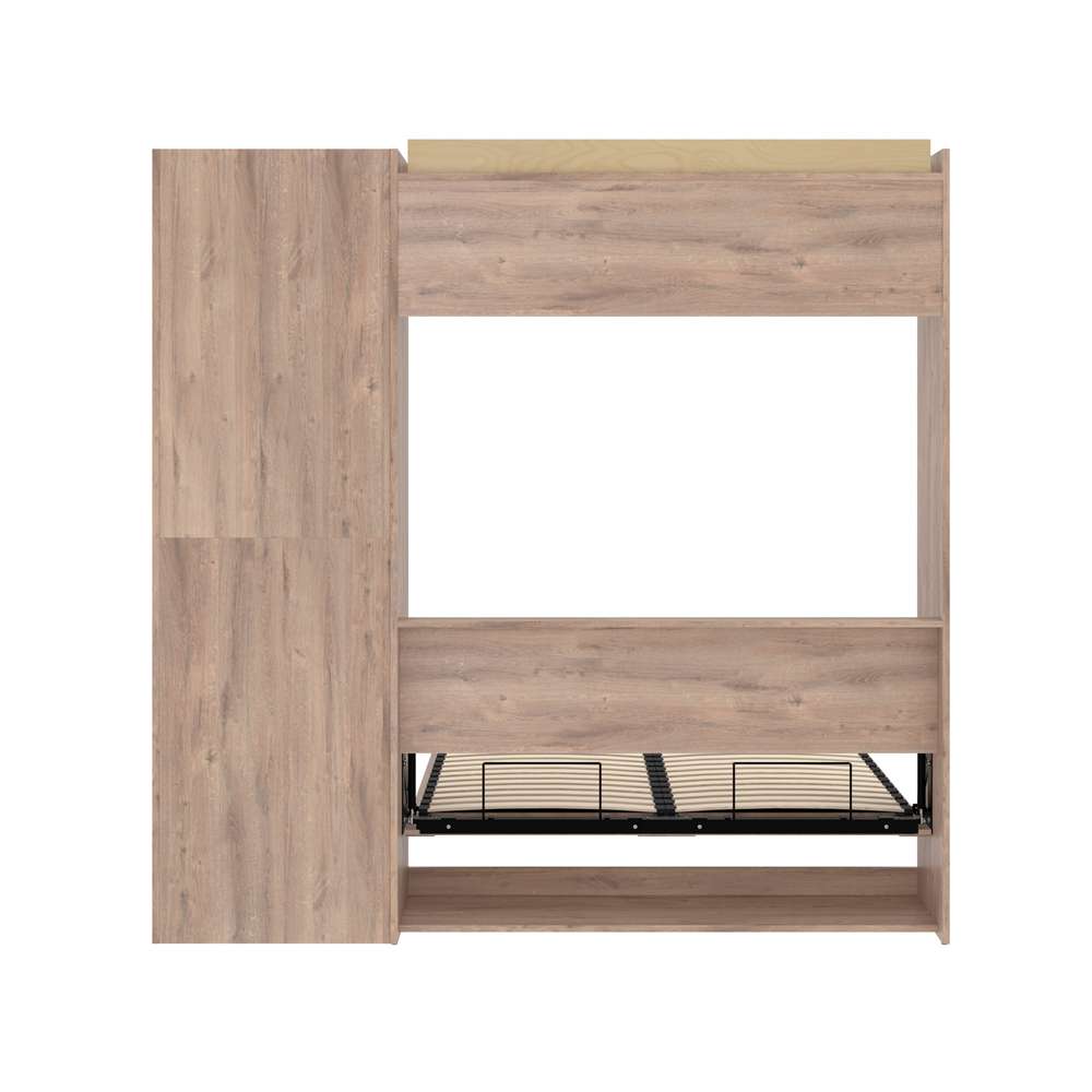 Bestar Pur 84W Full Murphy Bed with Storage Unit in Rustic Brown