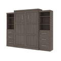 Bestar Pur 115W Queen Murphy Bed with Storage Units in Bark Grey