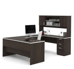 Bestar Ridgeley 65W U-Shaped Executive Desk in Dark Chocolate