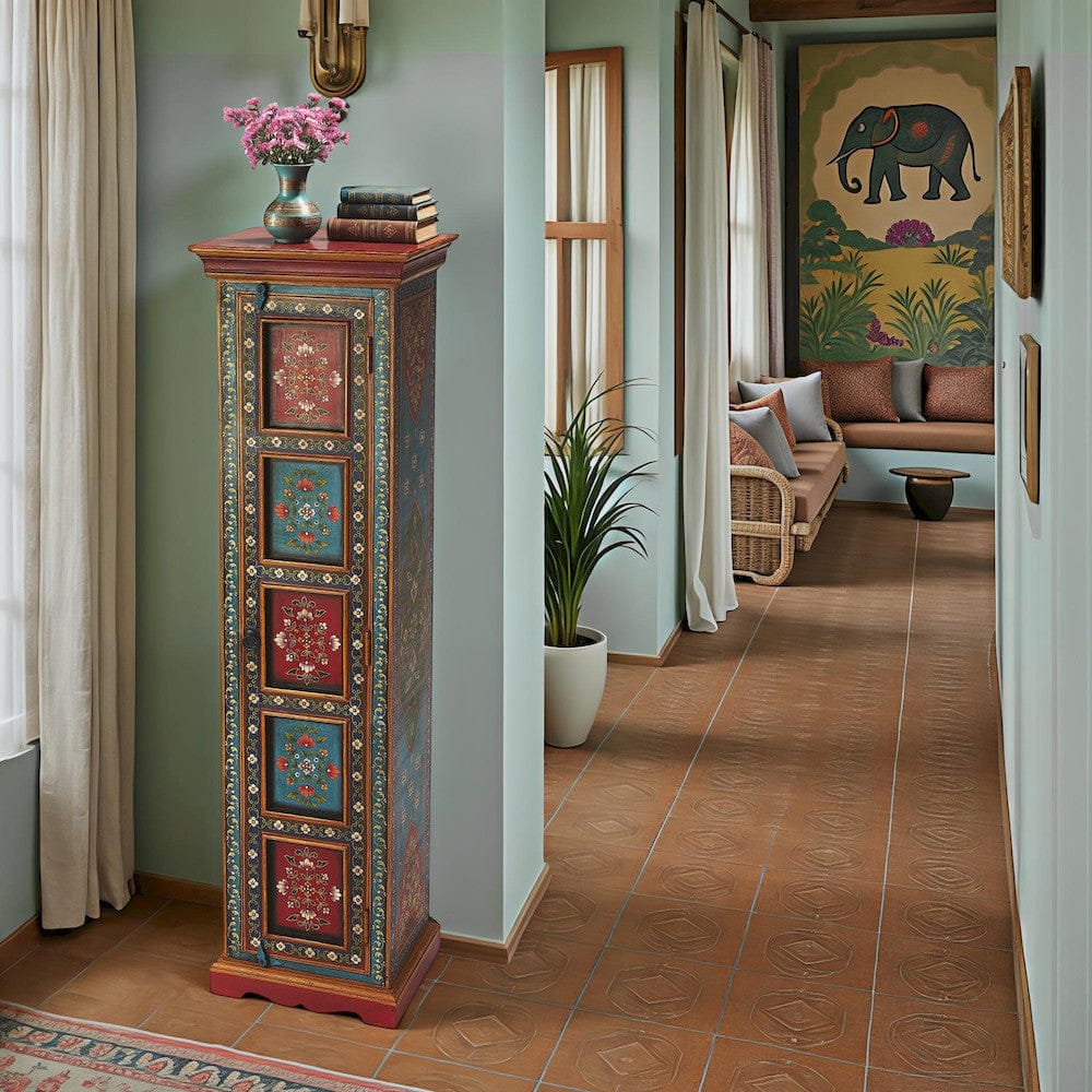 Amir 60in Hand Painted Tall Cabinet 5364290 in Multi-Color