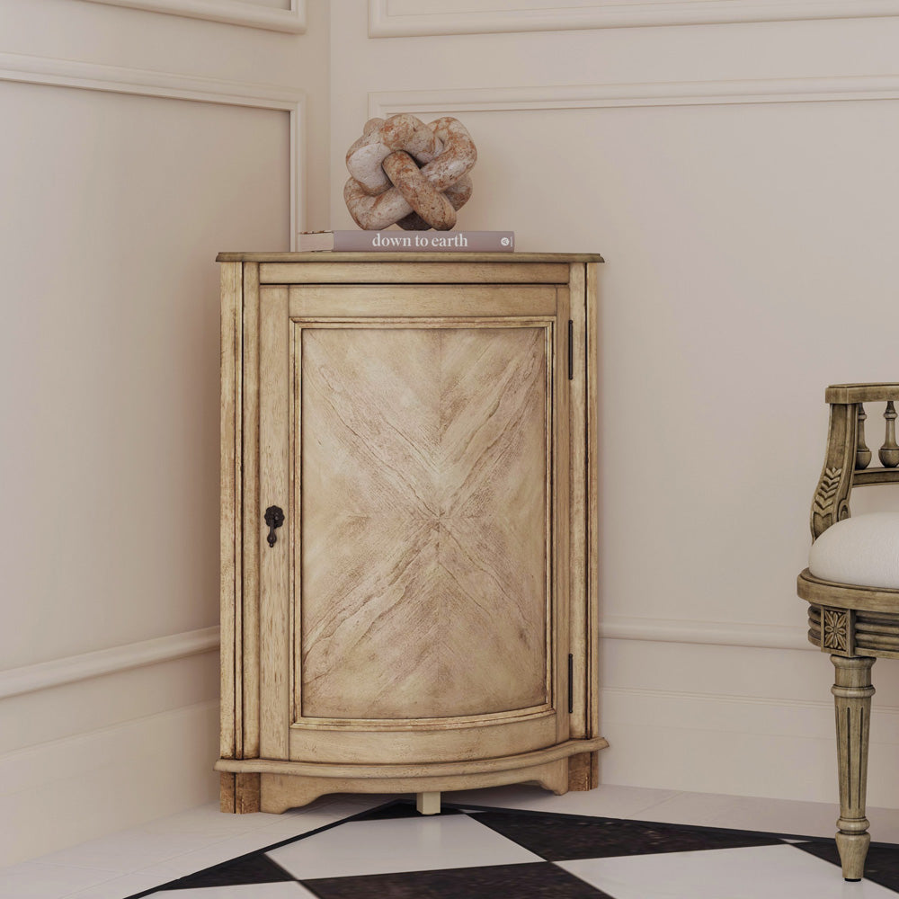 Durham 23in Quarter Round Wood Corner Cabinet 2115424 in Beige