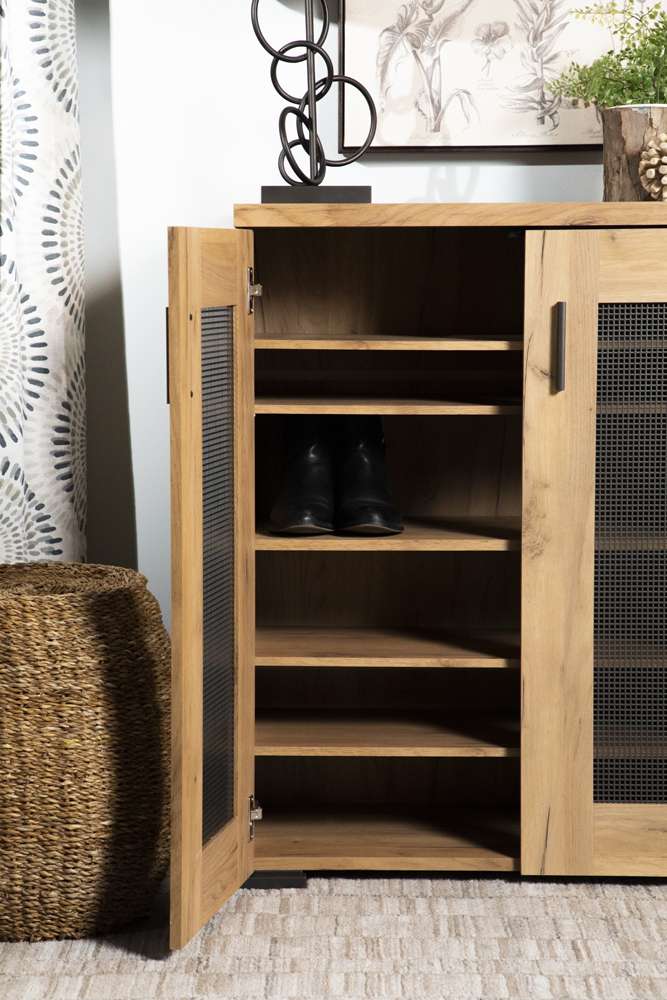 Bristol 2 Door Shoe Cabinet 951107 in Golden Oak