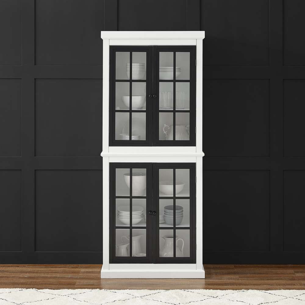 Cecily Tall Storage Pantry KF33023-WH in White/Matte Black