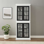 Cecily Tall Storage Pantry KF33023-WH in White/Matte Black