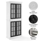 Cecily Tall Storage Pantry KF33023-WH in White/Matte Black