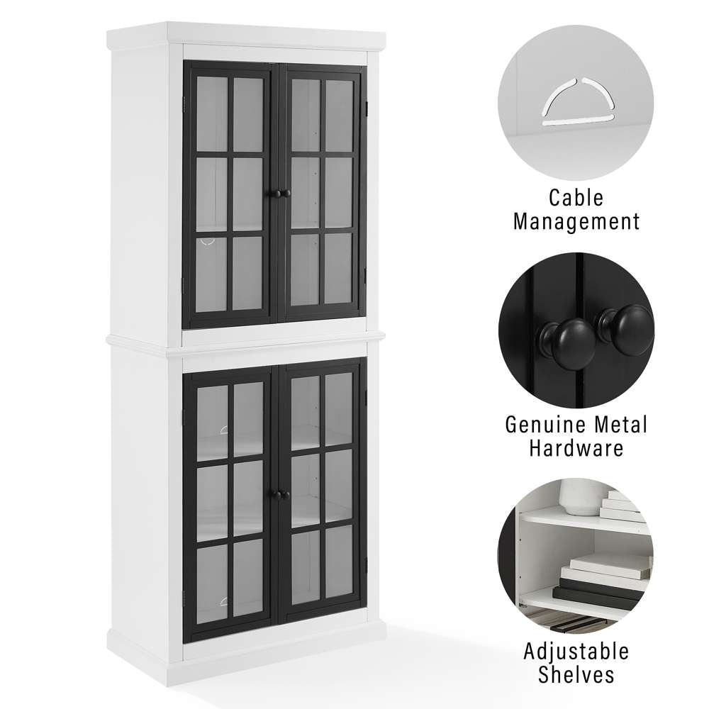 Cecily Tall Storage Pantry KF33023-WH in White/Matte Black