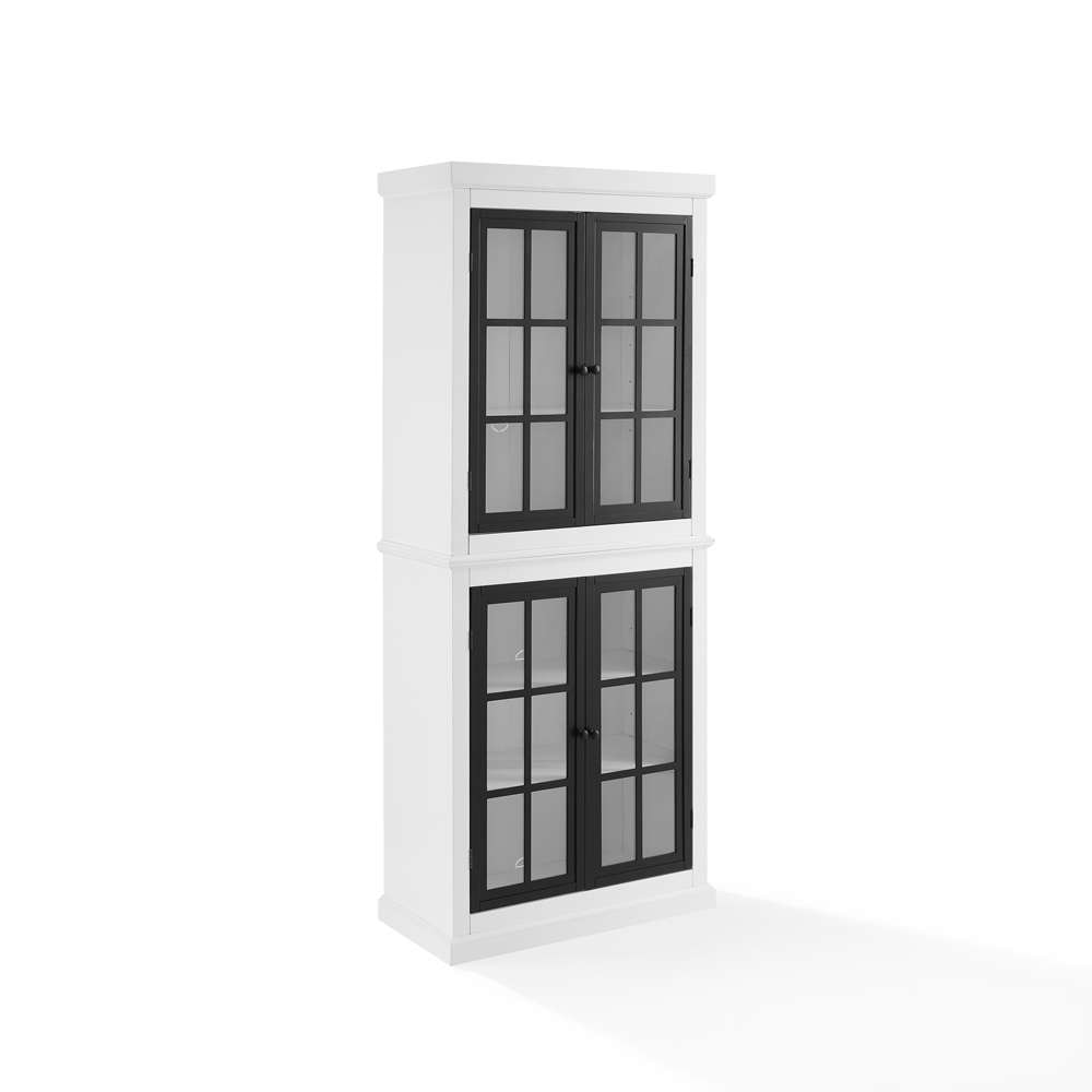 Cecily Tall Storage Pantry KF33023-WH in White/Matte Black