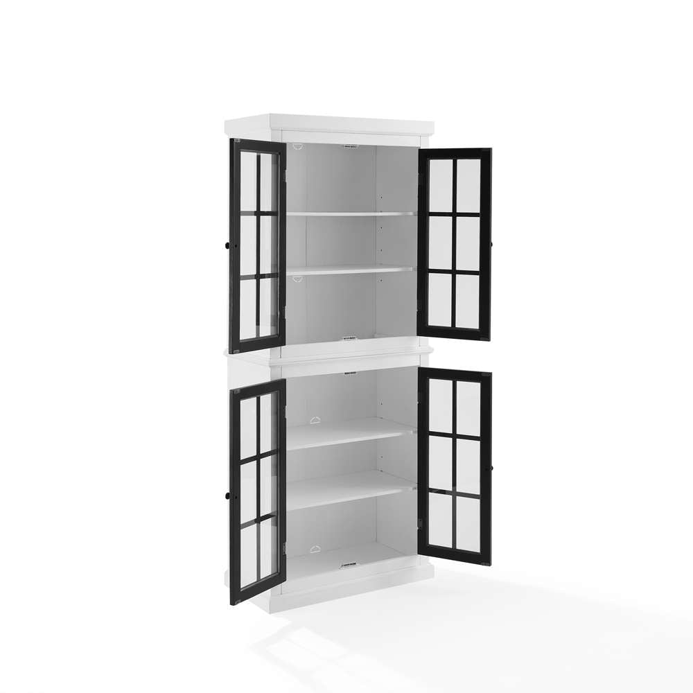 Cecily Tall Storage Pantry KF33023-WH in White/Matte Black