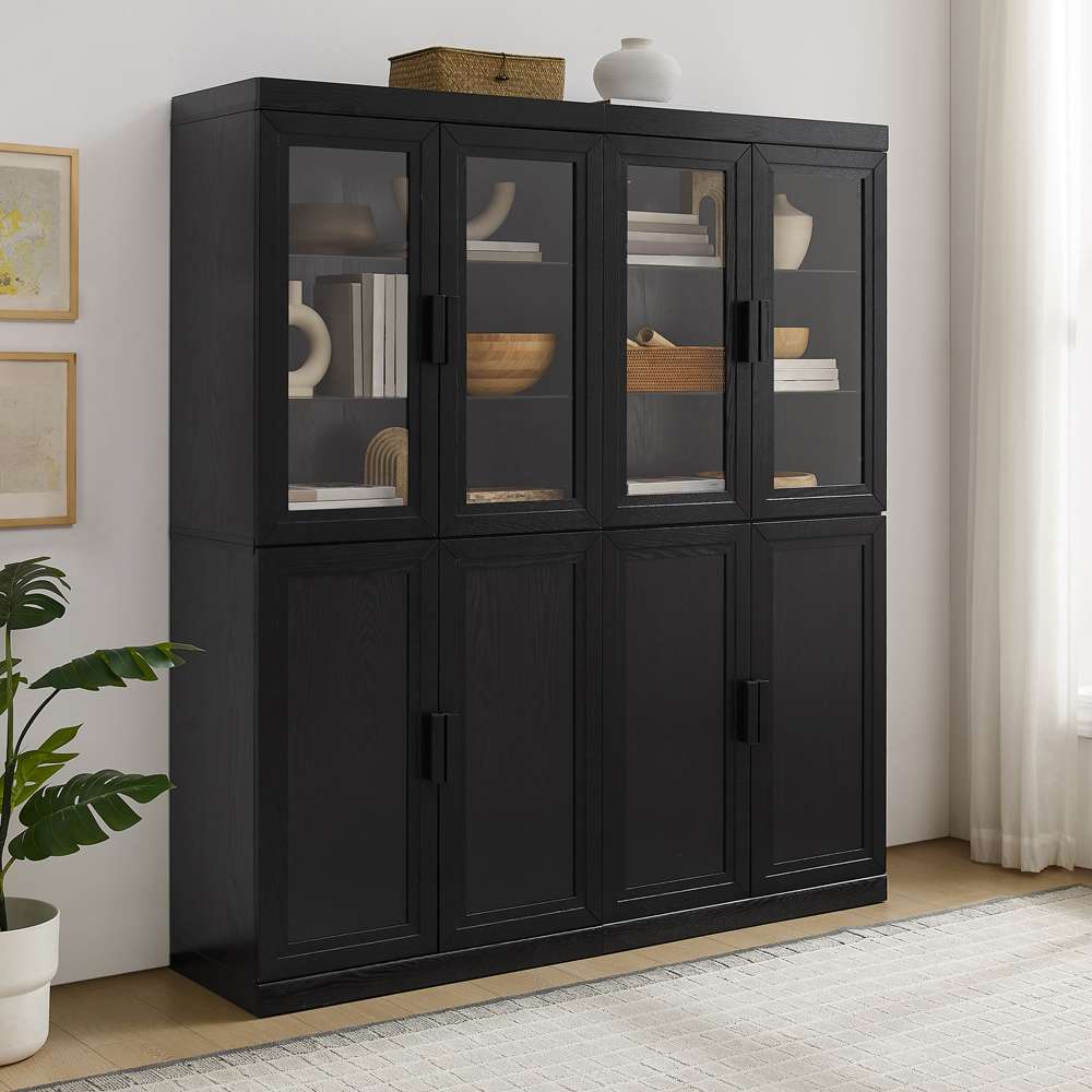 Essen 2 Piece Pantry Storage Cabinet Set KF33066BK in Black