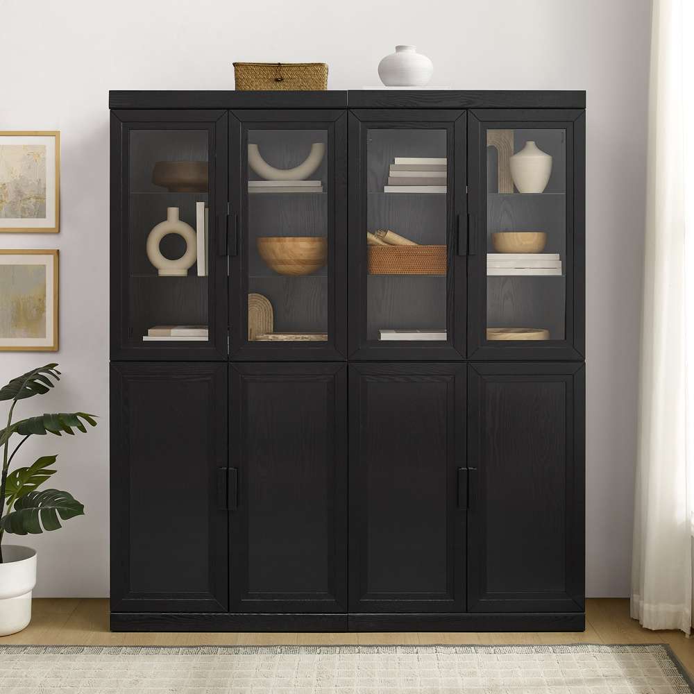 Essen 2 Piece Pantry Storage Cabinet Set KF33066BK in Black