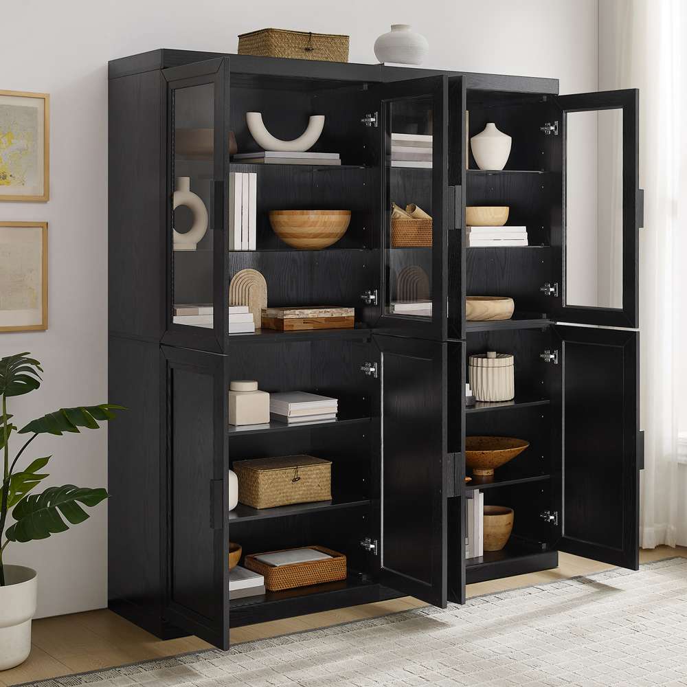 Essen 2 Piece Pantry Storage Cabinet Set KF33066BK in Black