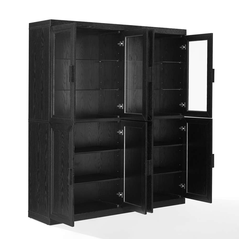 Essen 2 Piece Pantry Storage Cabinet Set KF33066BK in Black
