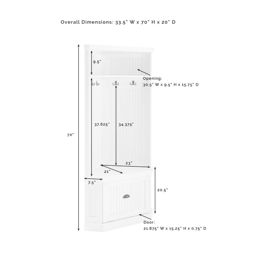 Seaside Corner Hall Tree CF6020-WH in Distressed White