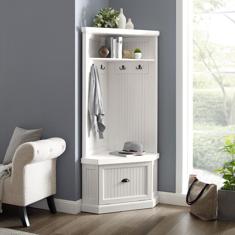 Seaside Corner Hall Tree CF6020-WH in Distressed White