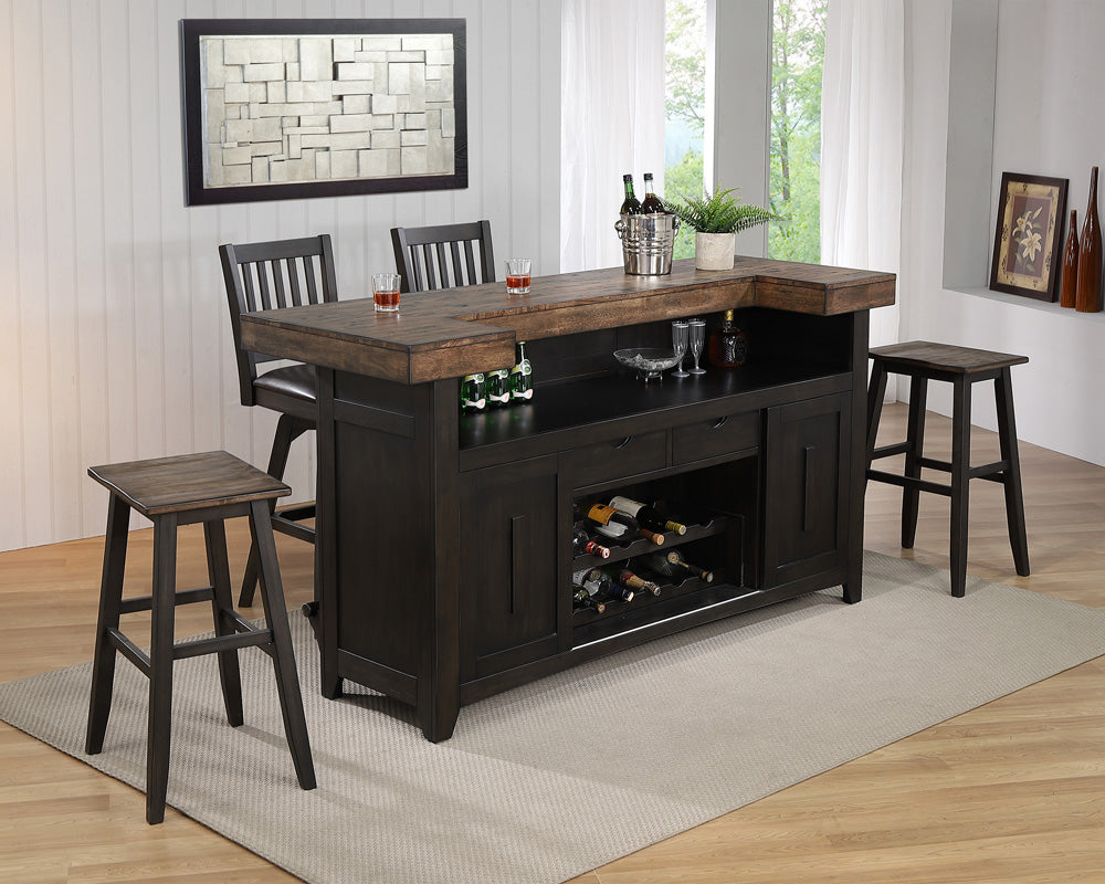 Ashford 78in Bar Complete Black Rustic Walnut 1859-23-BT/B