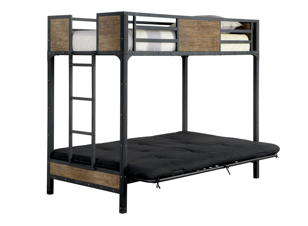 Clapton Twin Bed with Futon Base CM-BK029TS in Black