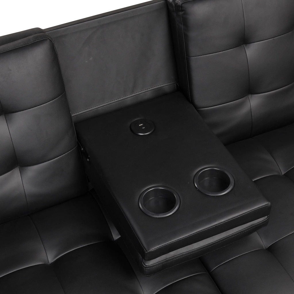 Eidsberg Futon Sofa Bed Drop Down Table Black FM2908BK