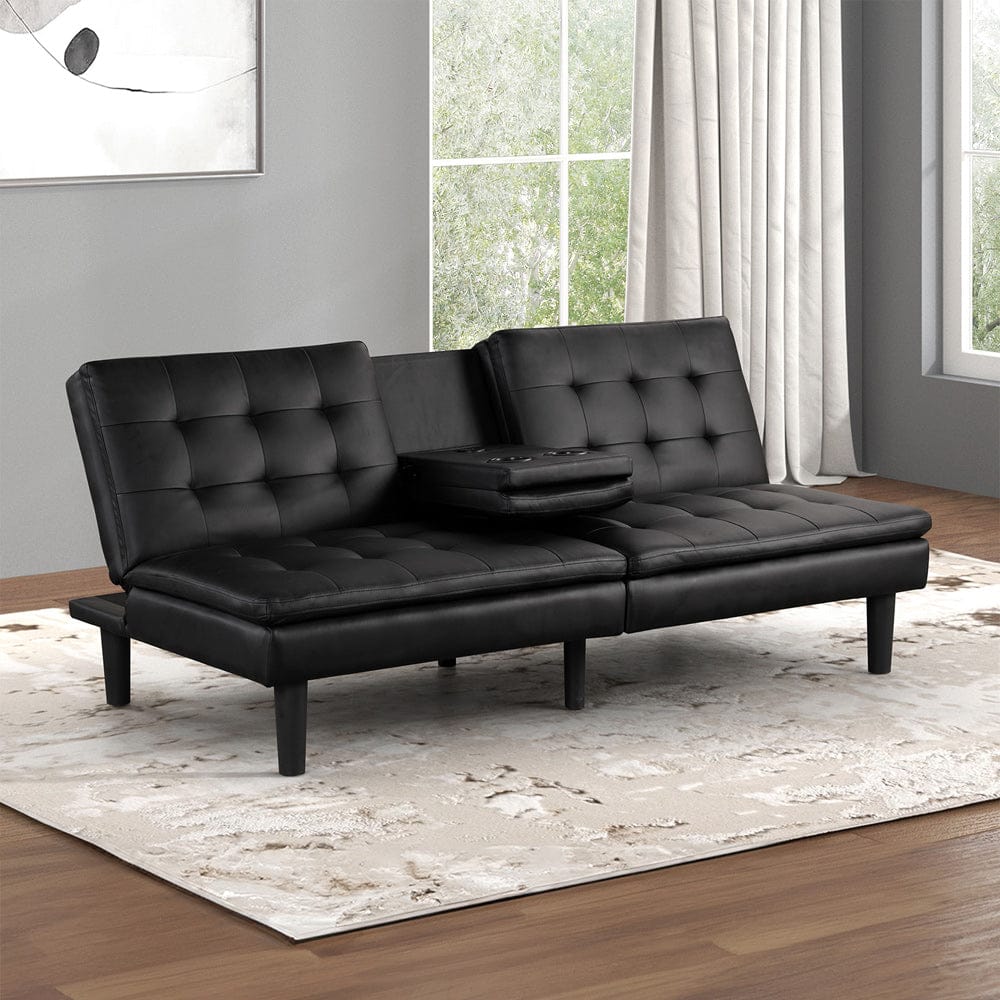 Eidsberg Futon Sofa Bed Drop Down Table Black FM2908BK