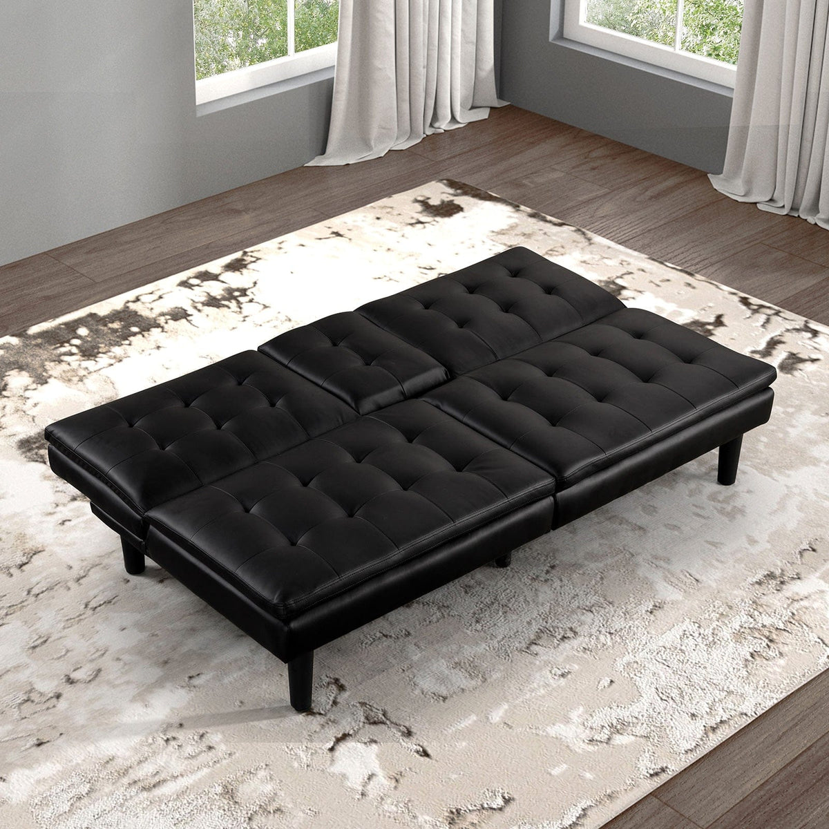 Eidsberg Futon Sofa Bed Drop Down Table Black FM2908BK