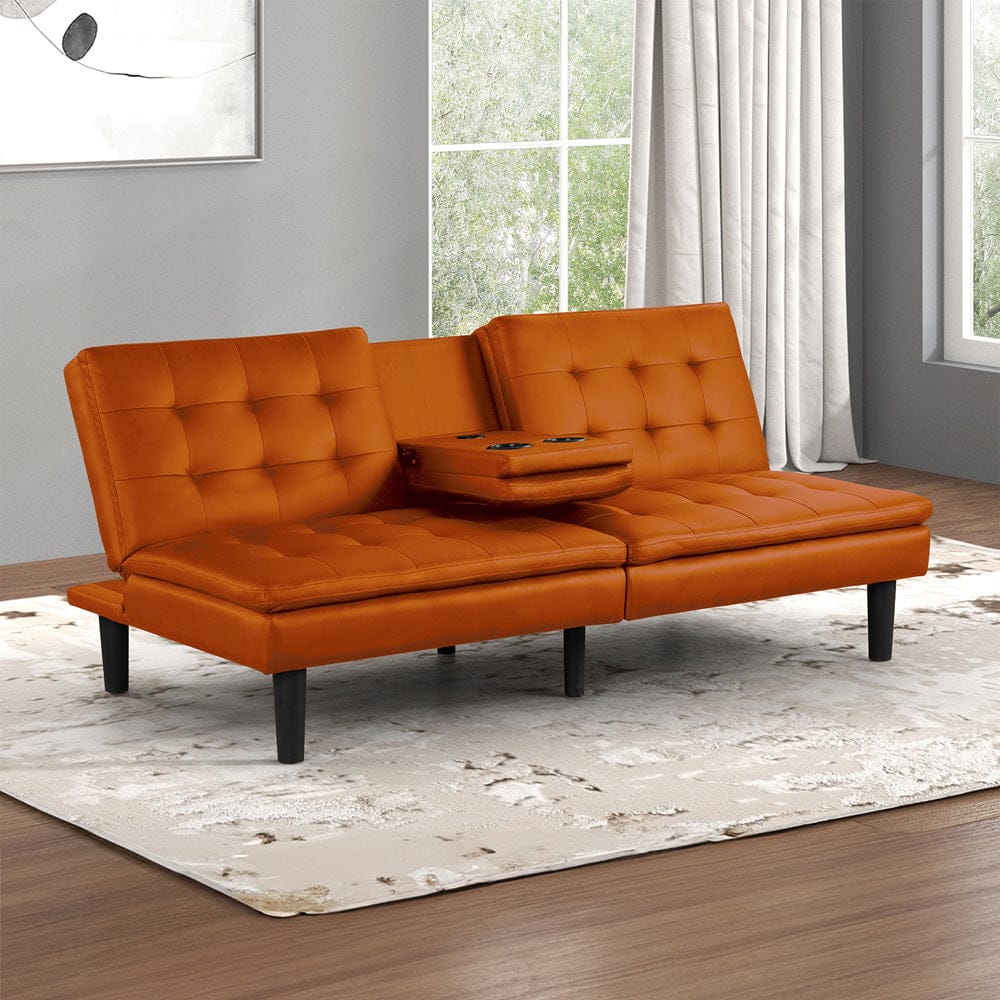 Eidsberg Futon Sofa Bed Drop Down Table Orange FM2908OR