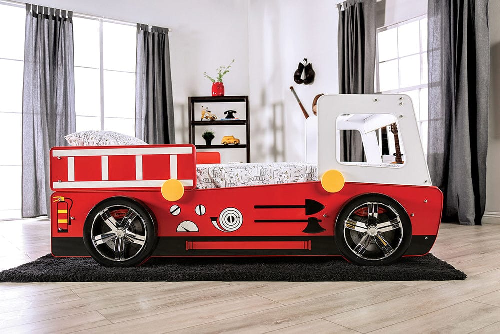 Firestall Twin Car Bed CM7644-BED in Red