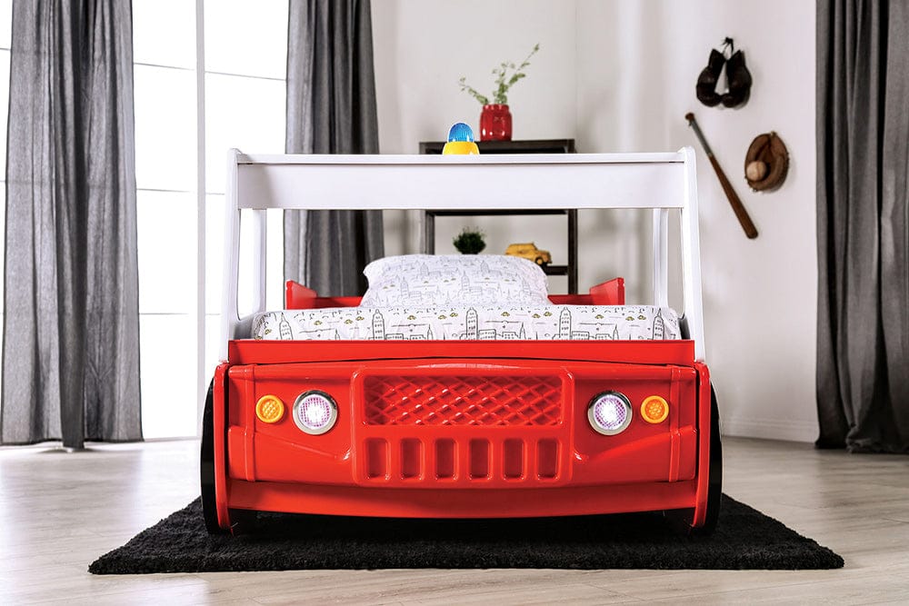 Firestall Twin Car Bed CM7644-BED in Red