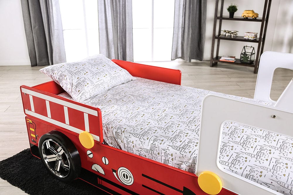 Firestall Twin Car Bed CM7644-BED in Red
