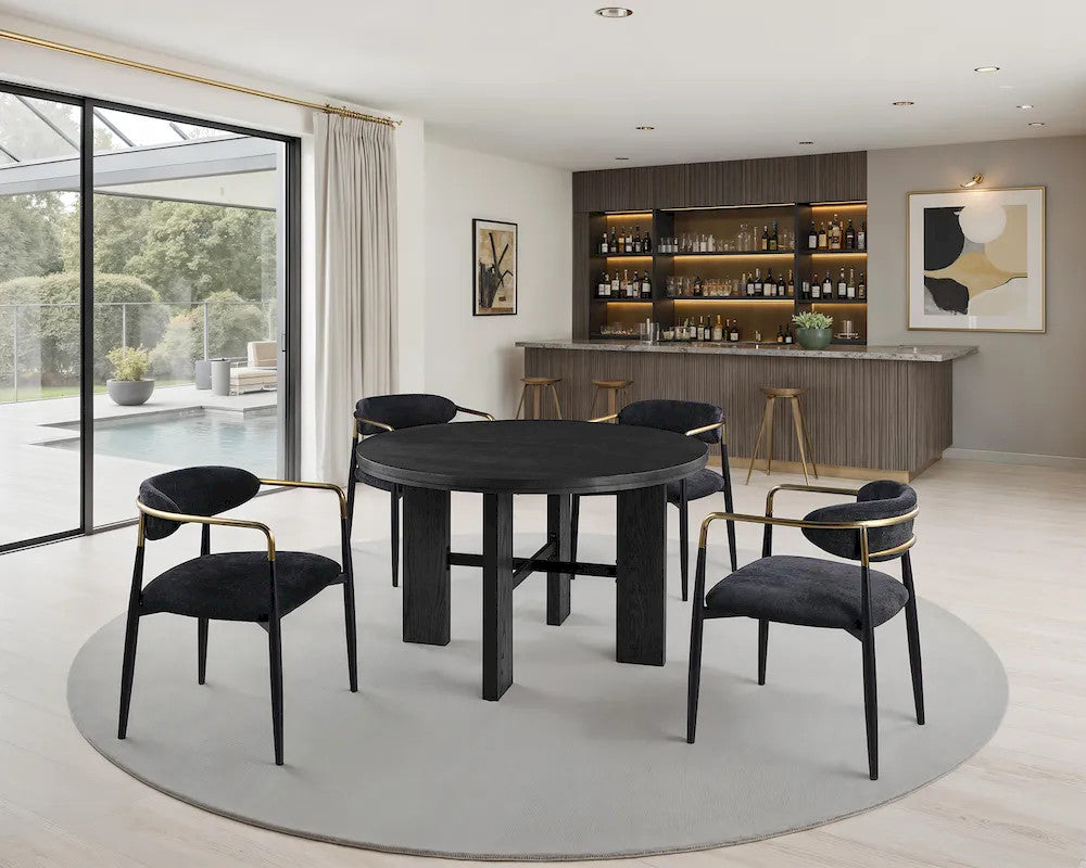 Gaetani 5 Pc. Dining Table Set Black FM-GM701BK-T-5PC03BK