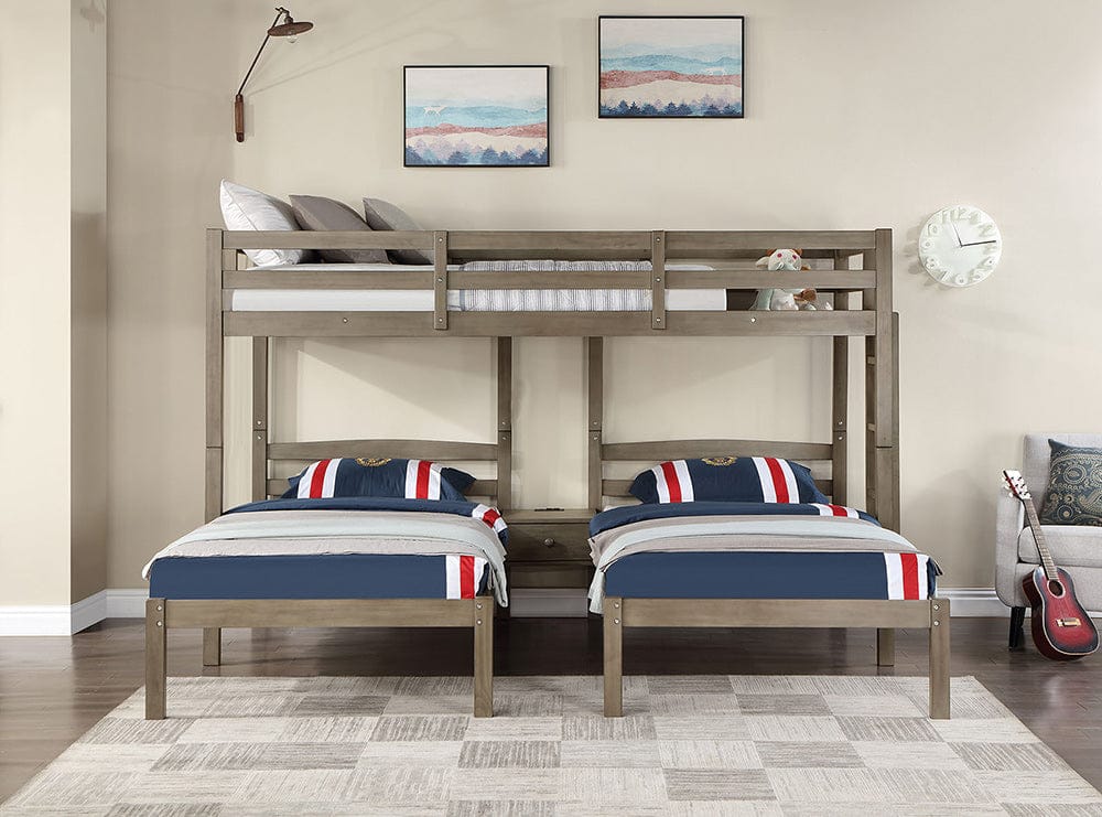 Hortense Triple Twin Bunk Bed FOA-BK659GY-BED in Warm Gray