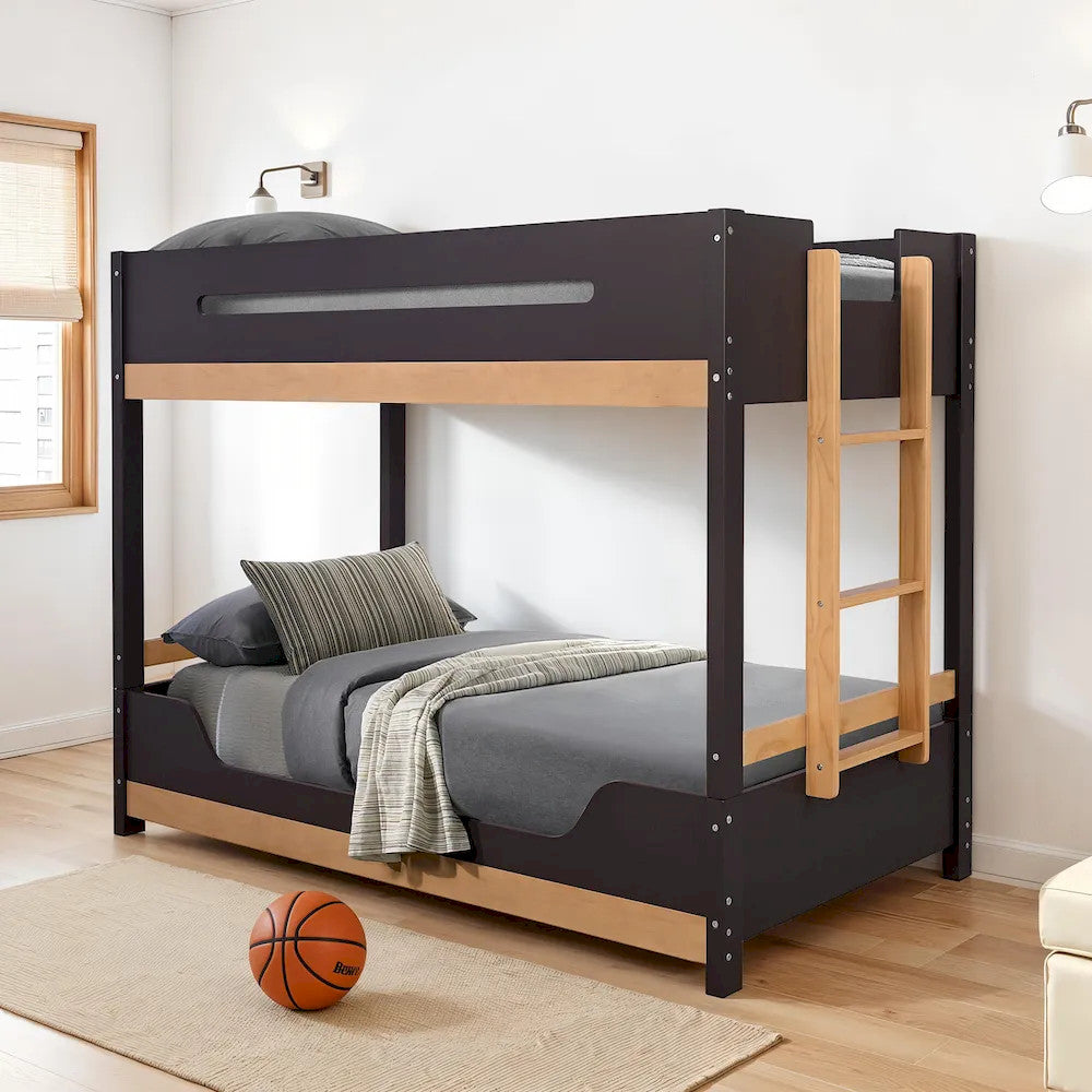 Nestor Twin/Twin Bunk Bed FM-BK201BK-T-BED+M6 in Purple Mauve/Natural