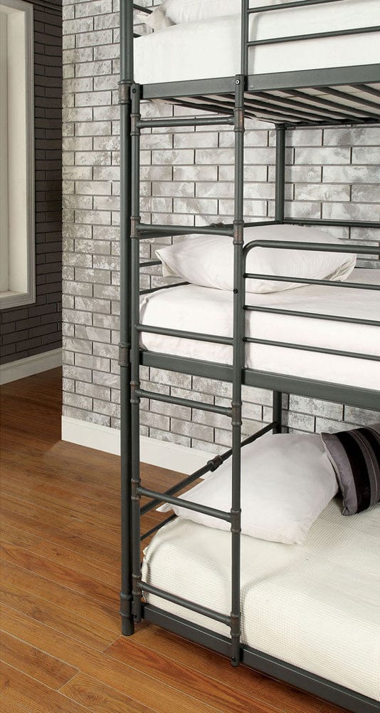 Olga I Twin/Twin/Twin Bunk Bed CM-BK912-BED in Antique Black