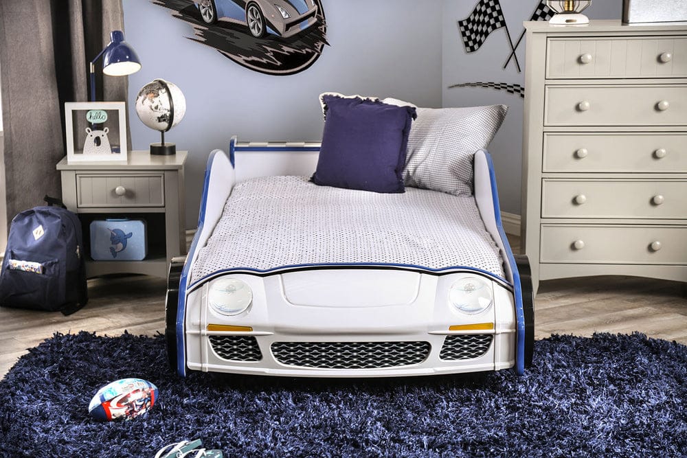 Poe Twin Bed CM7640-BED in White/Blue