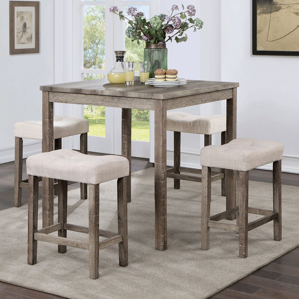 Torreon 5 Pc Counter Height Table Set Gray Beige CM3582LG-PT-5PK