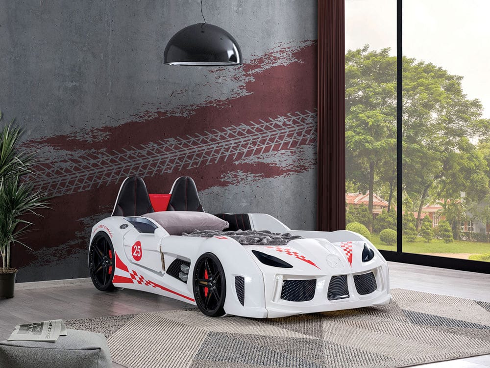 Trackster Twin Car Bed FOA7723WH-BED in White
