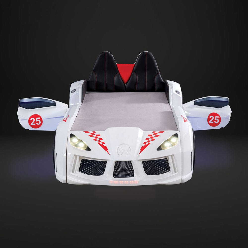 Trackster Twin Car Bed FOA7723WH-BED in White