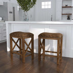 Willow Bend Backless Counter Stools Set of 2 Antique Brown Walnut 4777-820
