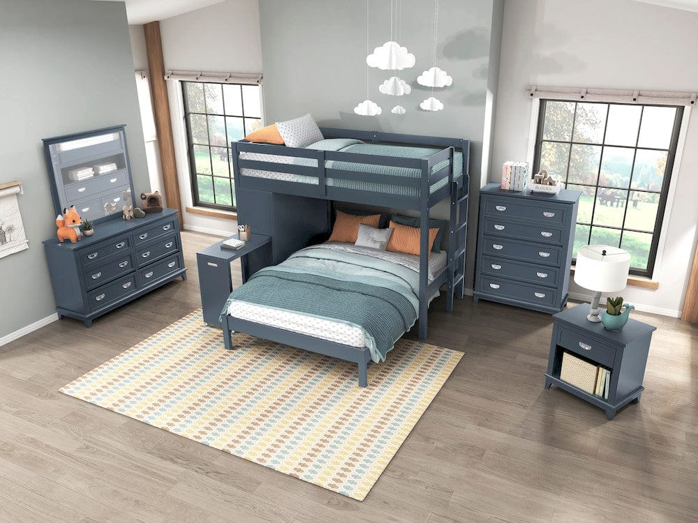 Sloane Twin/Full Loft Bunk Bed Chest Hidden Desk Navy Blue B2024BULTF-1x