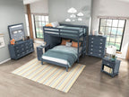 Sloane Twin/Full Loft Bunk Bed Chest Hidden Desk Navy Blue B2024BULTF-1x