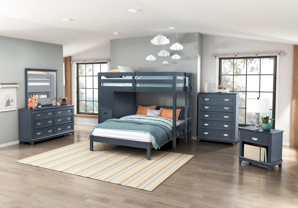 Sloane Twin/Full Loft Bunk Bed Chest Hidden Desk Navy Blue B2024BULTF-1x