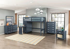 Sloane Twin/Full Loft Bunk Bed Chest Hidden Desk Navy Blue B2024BULTF-1x