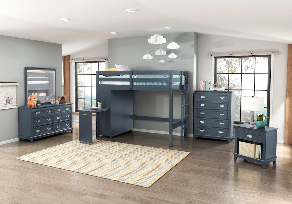 Sloane Twin/Full Loft Bunk Bed Chest Hidden Desk Navy Blue B2024BULTF-1x