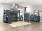 Sloane Twin/Full Loft Bunk Bed Chest Hidden Desk Navy Blue B2024BULTF-1x