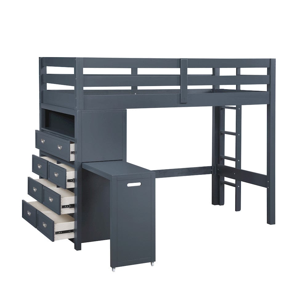 Sloane Twin/Full Loft Bunk Bed Chest Hidden Desk Navy Blue B2024BULTF-1x