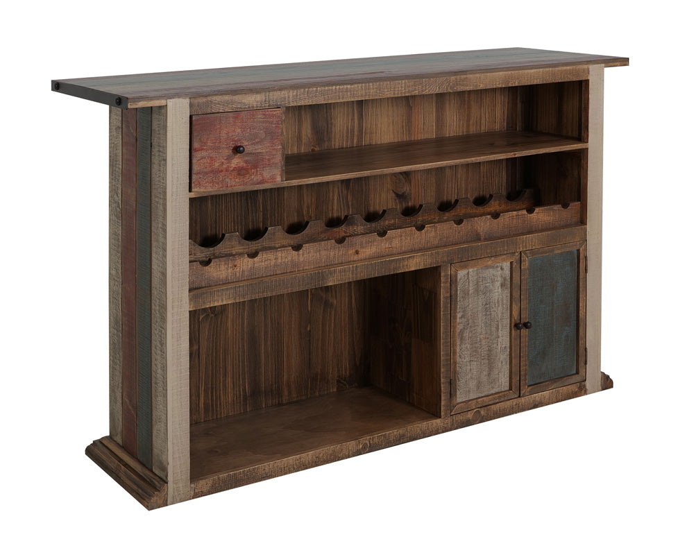 Antique Multicolor 1 Drawer 2 Shelves 2 Doors Bar IFD967BAR-MC